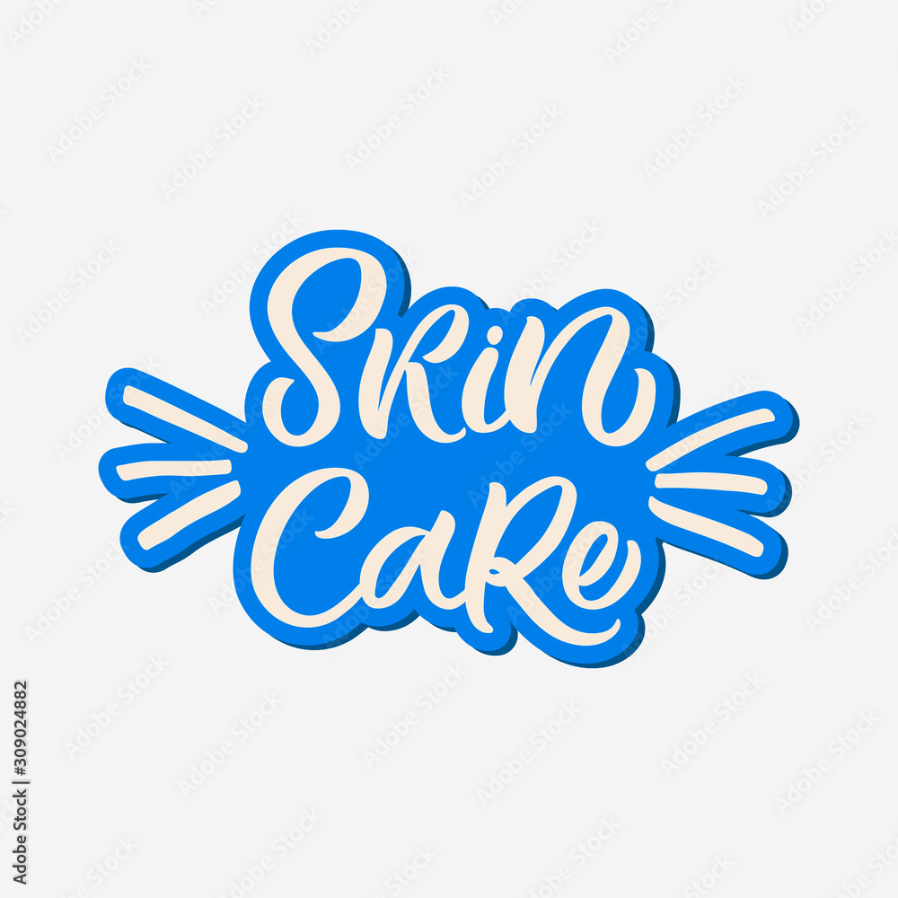 Hand drawn lettering sticker. The inscription: Skin care. Perfect design for greeting cards, posters, T-shirts, banners, print invitations. Hand drawn lettering sticker. The inscription: Skin care. Perfect design for greeting cards, posters, T-shirts, banners, print invitations.