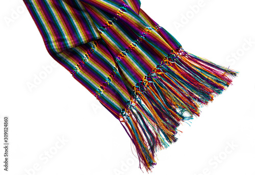 Foto Typical mexican shawl on white background