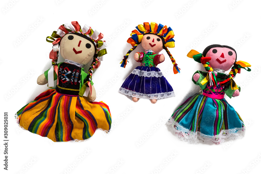 Typical handmade cloth dolls