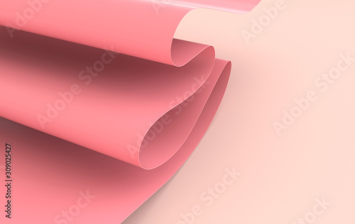 Modern paper art abstract background, 3d render paper waves. Realistic trendy craft style. Origami design template. Pastel colored wavy folds