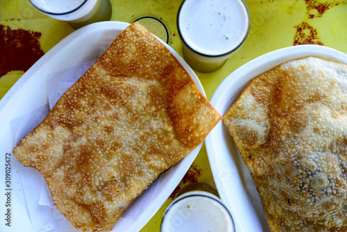 Traditional brazilian pastel com caldo de cana fried snack food