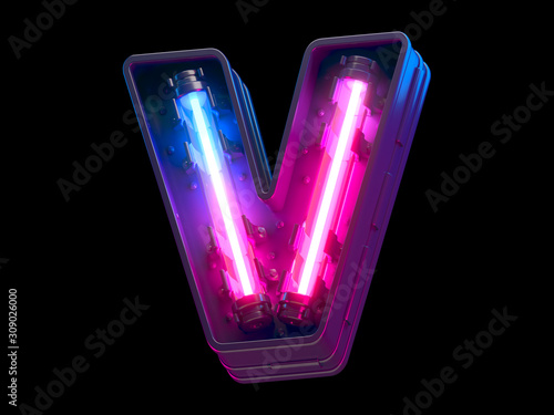  Ultraviolet neon futuristic font.