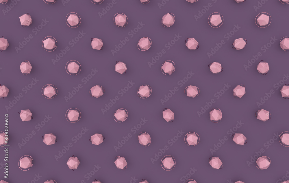 Abstract geometric shapes. Computer generated minimalistic background with pastel colored icosahedrons. 3d rendering design for for trendy designs Abstract geometric shapes. Computer generated minimalistic background with pastel colored icosahedrons. 3d rendering design for for trendy designs