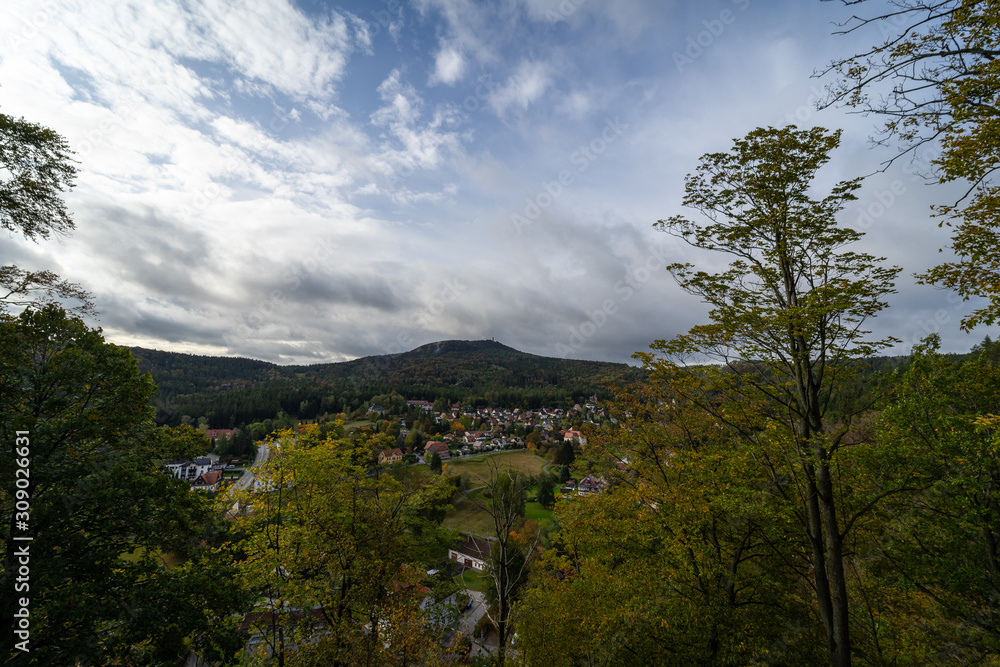 The Zittau Mountains and the old town of Oybin on the German border (Saxony) with the Czech Republic.