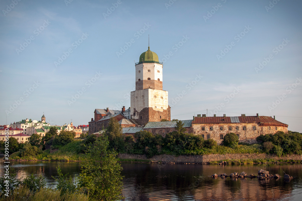 Vyborg fortress and castle in the city center.