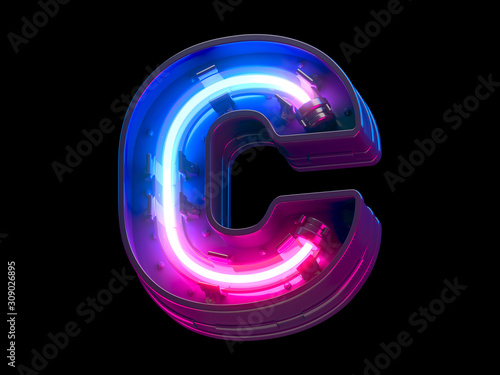  Ultraviolet neon futuristic font.