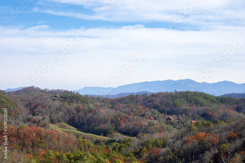 Tennessee mountains in the fall during the day with space for copy © Li