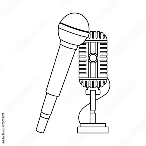 mike and retro microphone, flat design