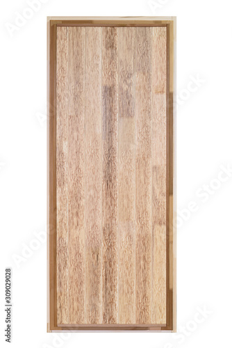 Wooden door made of boards with dark wavy stripes