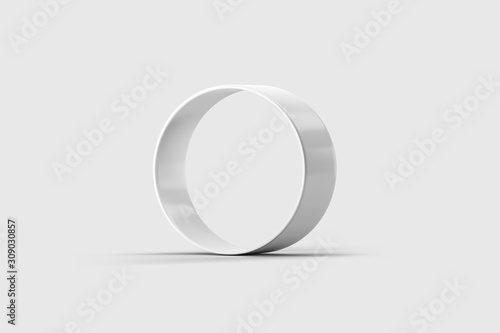 Blank White Bracelet Mock up isolated on light gray background.3D rendering