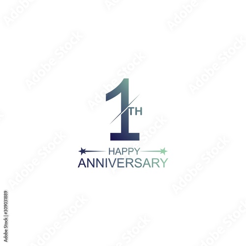 1th anniversary vector template. Design for celebration, greeting cards or print. photo