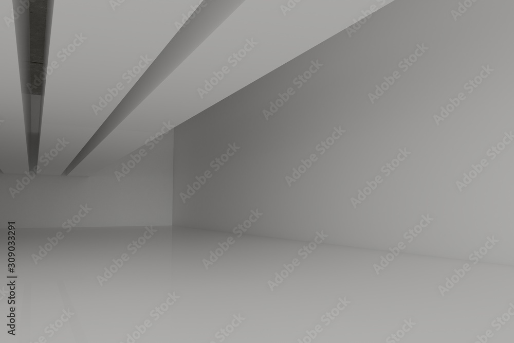 Obraz premium Abstract Architecture Background. 3d Illustration of White Building. Modern Geometric Wallpaper. Futuristic Technology Design