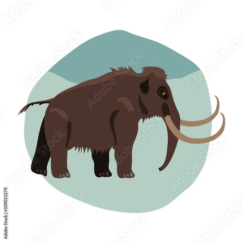 Prehistoric animals ice age vector on white elephant background