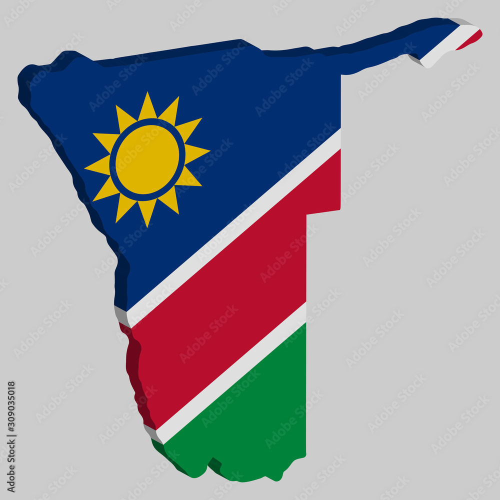 Fototapeta premium Namibia Map Flag Vector 3D illustration Eps 10