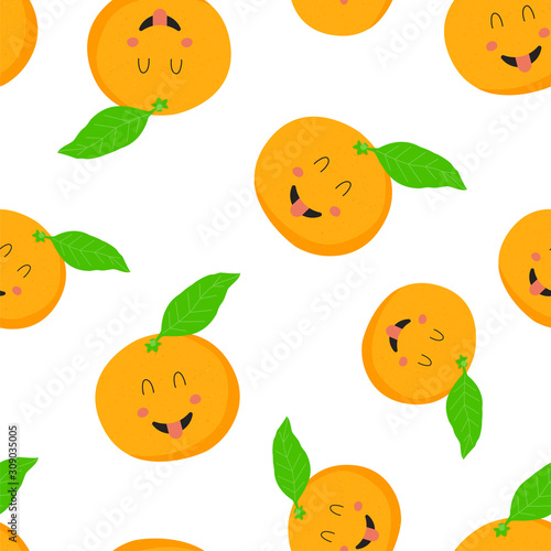 Seamless pattern with tangerine