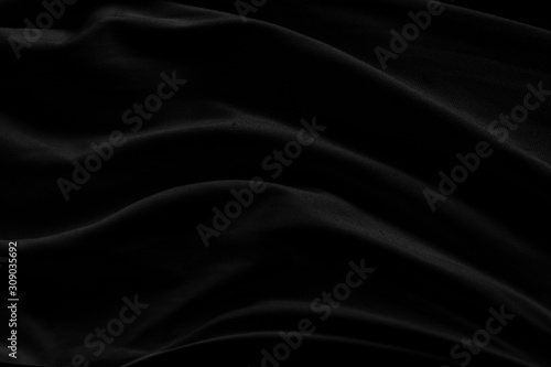 soft fabric abstract dark smooth curve decorative black background. Chacoal textile modern style full frame