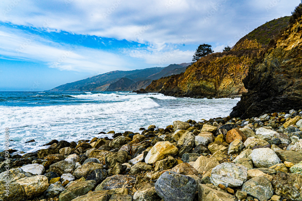 A rocky beach on the California coast