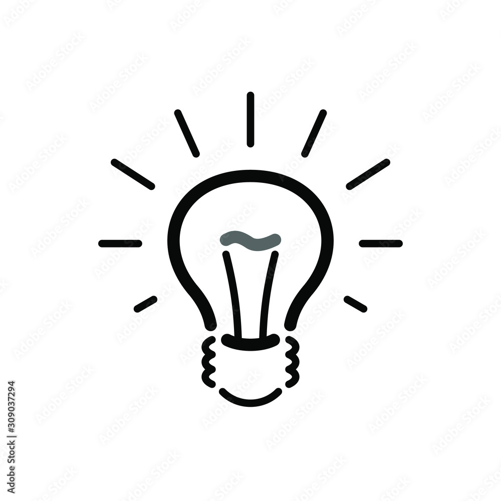 light bulb icon, black outline on white background, vector image. light bulb icon, black outline on white background, vector image.