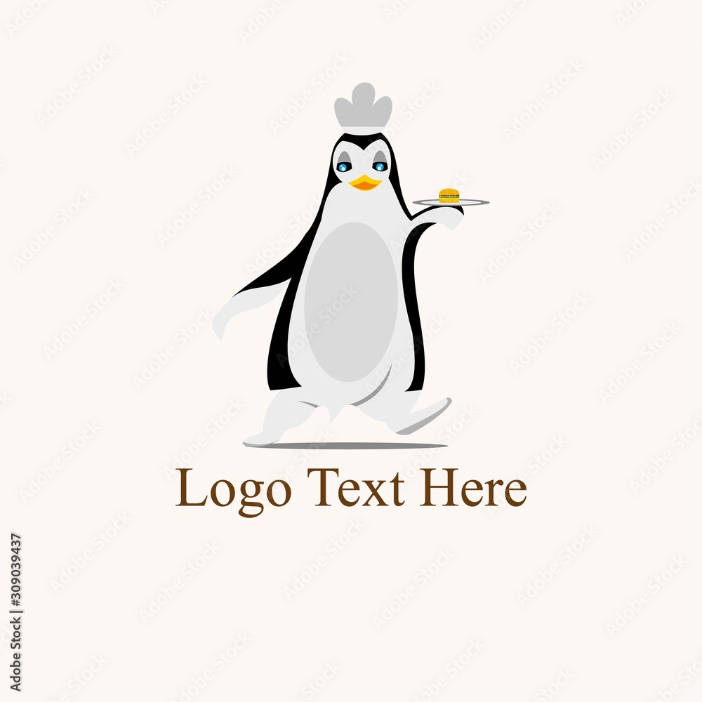 Obraz premium chef pinguin logo vector