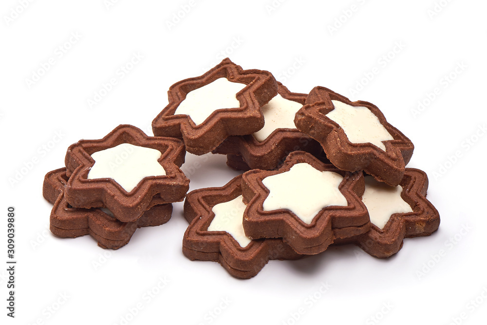 Chocolate Cookies with vanilla, isolated on white background Chocolate Cookies with vanilla, isolated on white background
