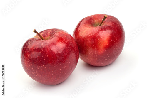 Fresh juicy red apples, isolated on white background