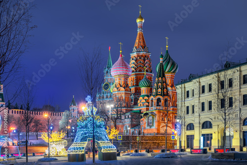 New Year illumination at the Moscow Kremlin in winter