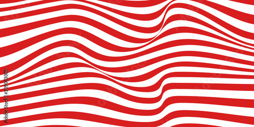 Trendy wavy background. Vector illustration of striped pattern with optical illusion