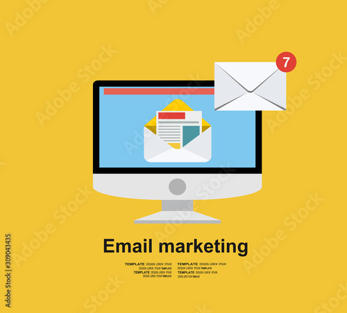 Email illustration. Sending or receiving email concept illustration. flat design. Email marketing.