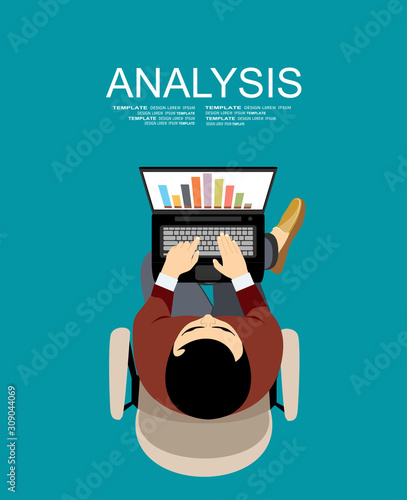 Concepts for business planning and accounting, analysis, audit, project management, marketing, research in flat design style.