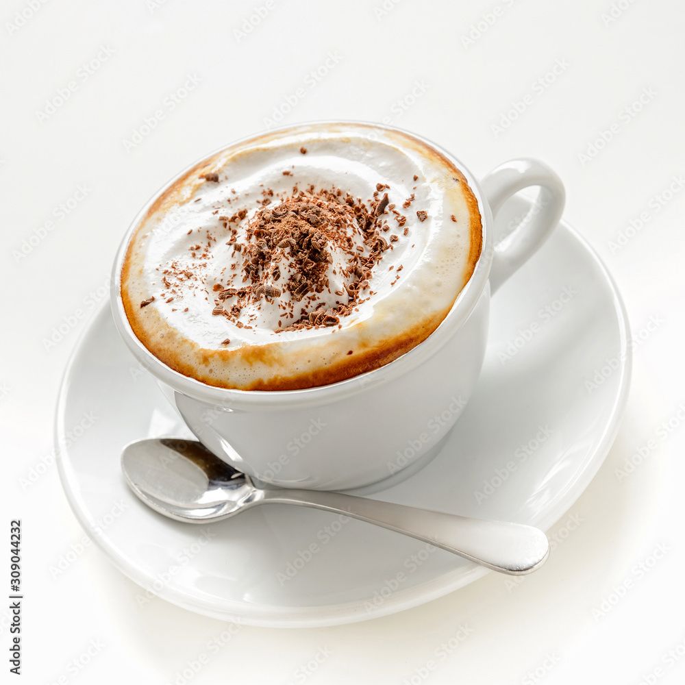 Cup of cappuccino with cream and chocolate Cup of cappuccino with cream and chocolate
