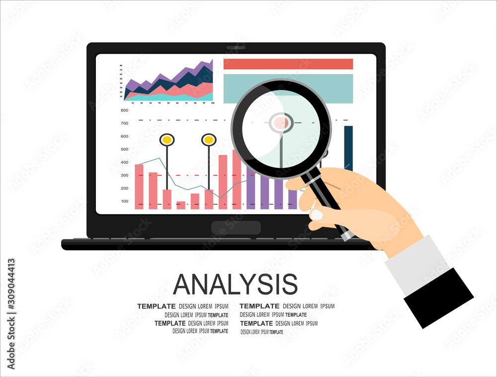 Concepts for business planning and accounting, analysis, audit, project management, marketing, research in flat design style.