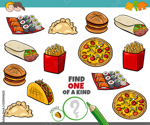 one of a kind game for kids with food objetcs