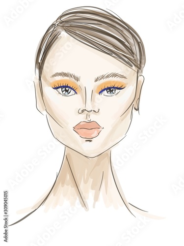 woman beauty face fashion sketch
