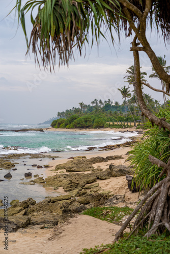 Sandy and rocky beach in Sri Lanka