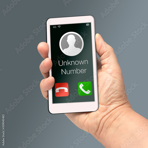 Fotografie Unknown number caller mobile cell phone