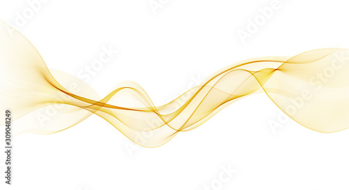 Gold color abstract transparent wave design element