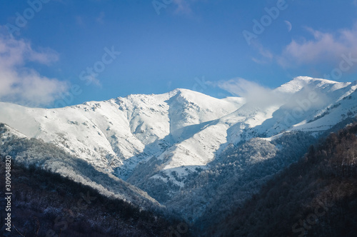 Snowy peaks of Bazumi mountains
