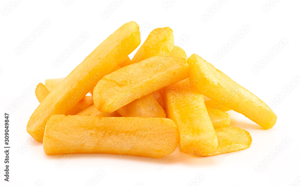 Pile of Chunky Steak Fries Isolated on a White Background Pile of Chunky Steak Fries Isolated on a White Background