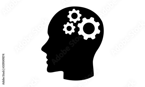 Head with gears concept vector icon