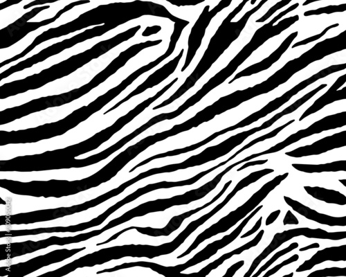 Full seamless wallpaper for zebra and tiger stripes animal skin pattern. Black and white design for textile fabric printing. Fashionable and home design fit.