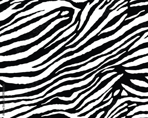 Full seamless wallpaper for zebra and tiger stripes animal skin pattern. Black and white design for textile fabric printing. Fashionable and home design fit.