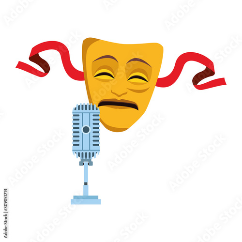 tragedy theater mask and microphone icon