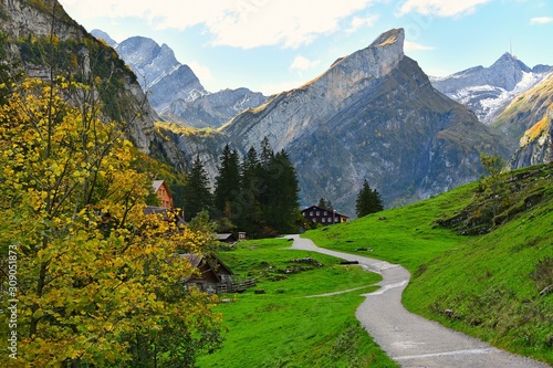 road in the mountains,Seealpsee Switzerand photo