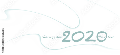 Minimal white background with Coming Soon 2020 New Year. Simple vector