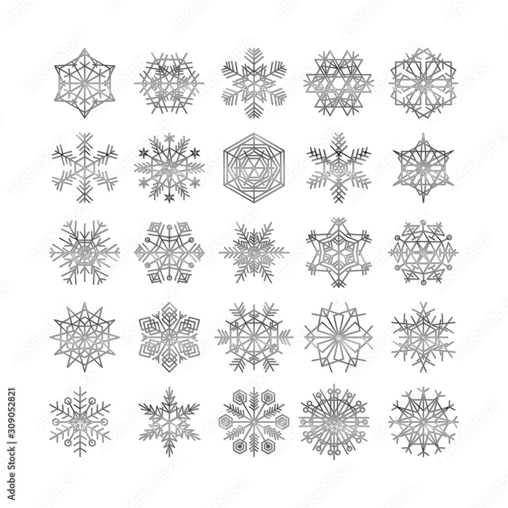 set of snowflakes set of snowflakes