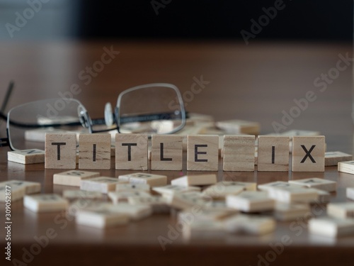 title ix the word or concept represented by wooden letter tiles photo