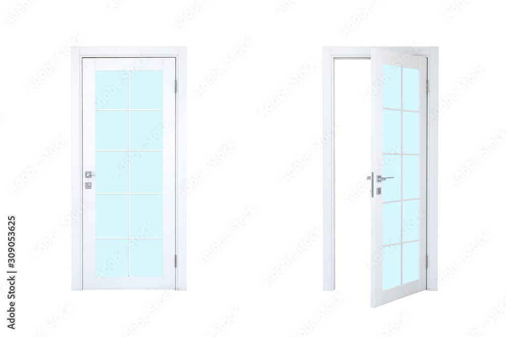 Set of different white door isolated on white background Set of different white door isolated on white background