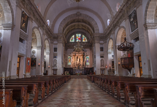 ARCO, ITALY - JUNE 8, 2018: The nave of church Chiesa Collegiata dell'Assunta.