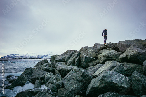 Iceland Winter Landscape Diamond Beach and Vatnaj  kull