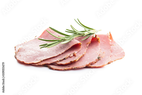 Sliced roast beef. Tasty fresh meat.